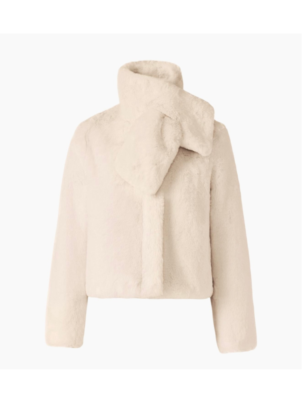 SOIA & KYO KENDELL PLUSH FAUX FUR BOXY JACKET WITH SCARF POWDER MEDIUM NWT